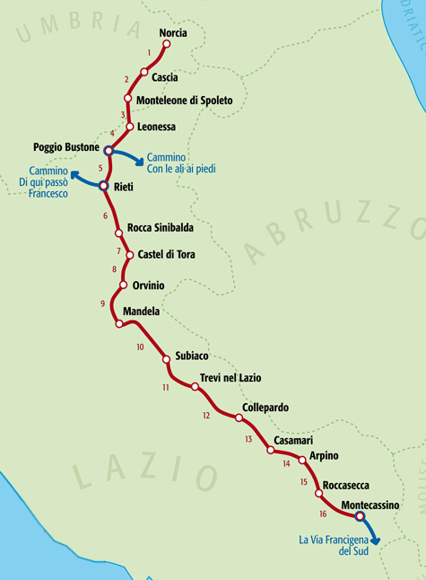 Cammino San Benedetto percorso